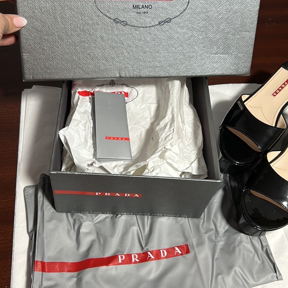 Prada Black Patent Leather Platform Sandals - Picture 15 of 16